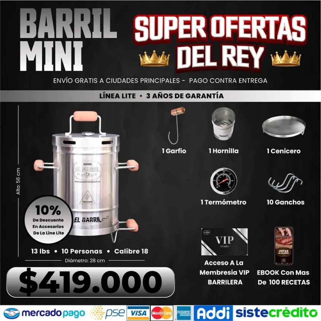 Barril Mini Lite 13lb + Accesorios + Envío Gratis