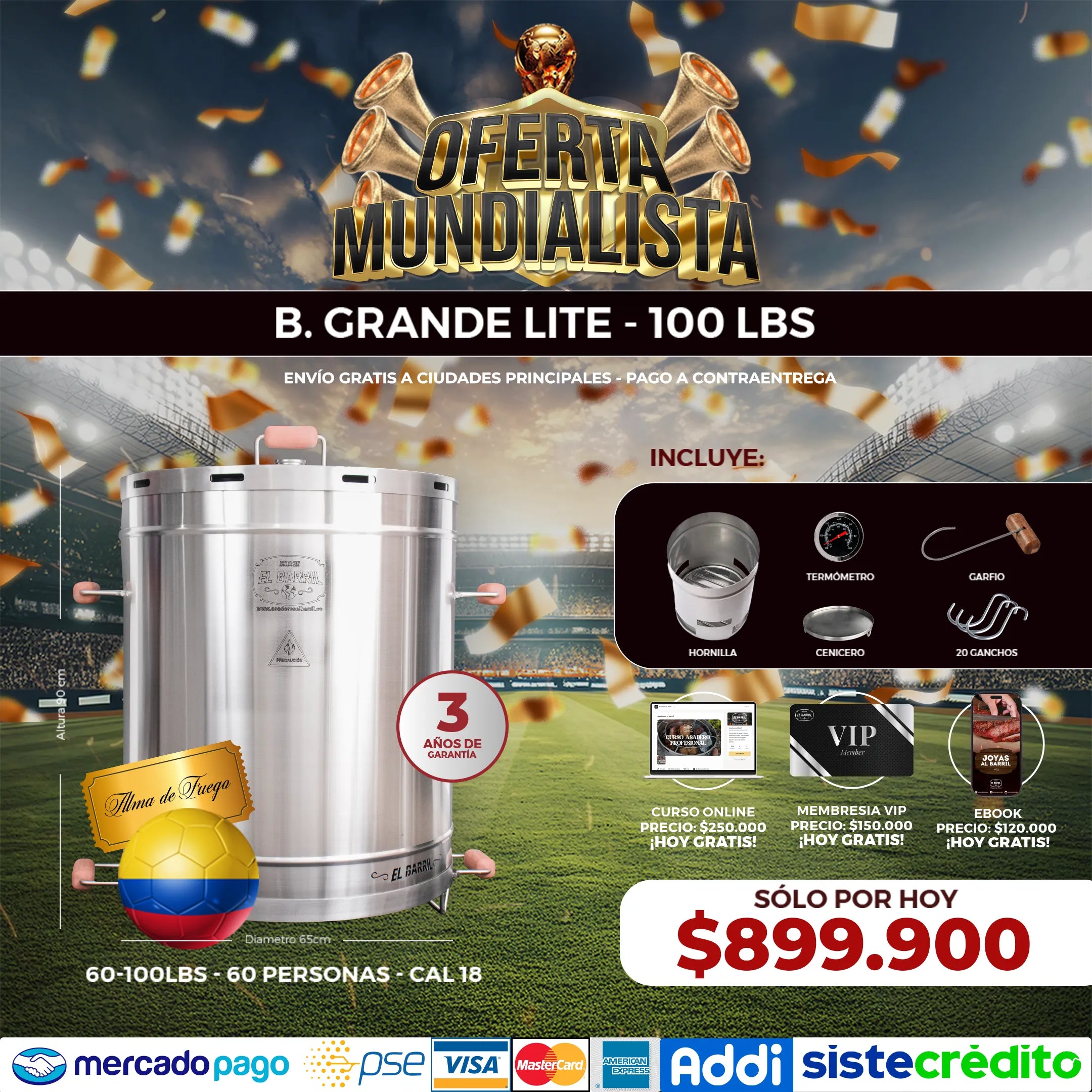 SUPER OFERTA MUNDIALISTA - Para que tu compañía en este mundial, sea un buen asado al barril ⚽🔥
