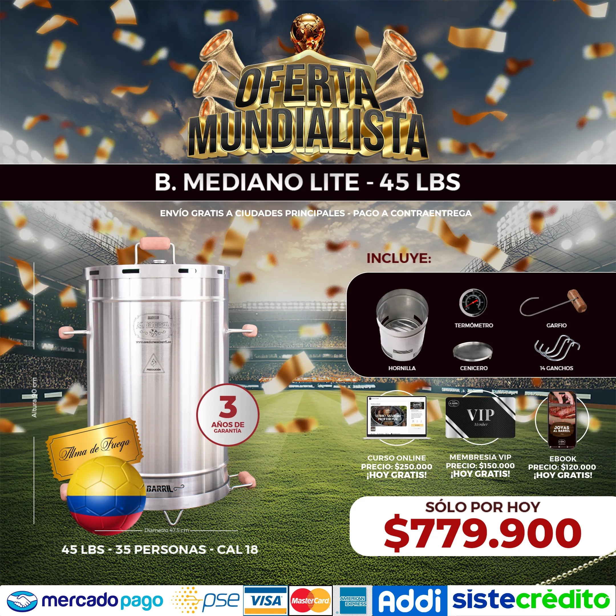 SUPER OFERTA MUNDIALISTA - Para que tu compañía en este mundial, sea un buen asado al barril ⚽🔥