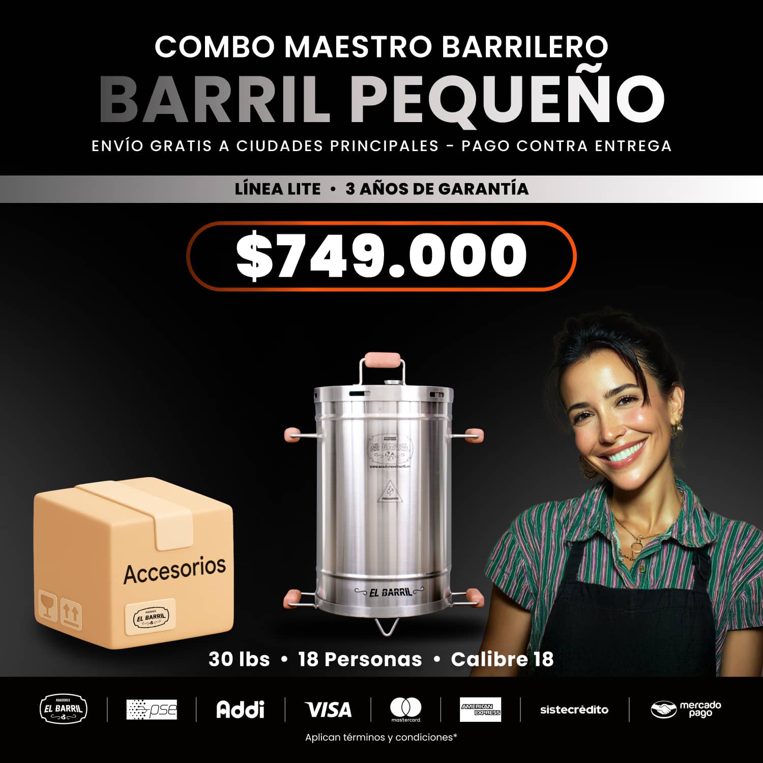Asador pequeño Combo Maestro Barrilero – Perfecto para Parrilladas