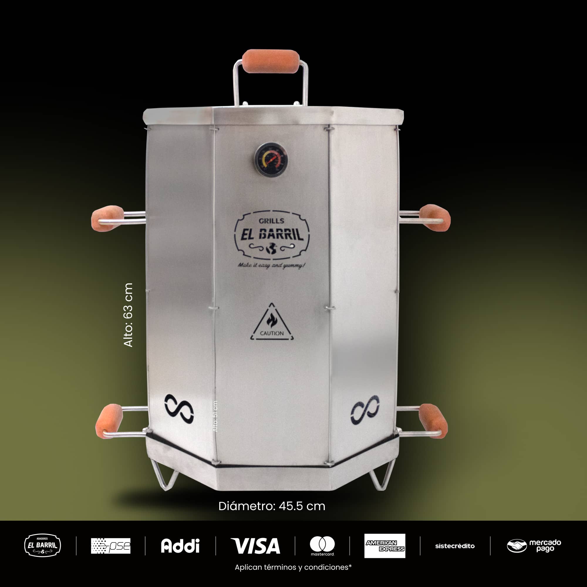 Barril asador mediano plegable