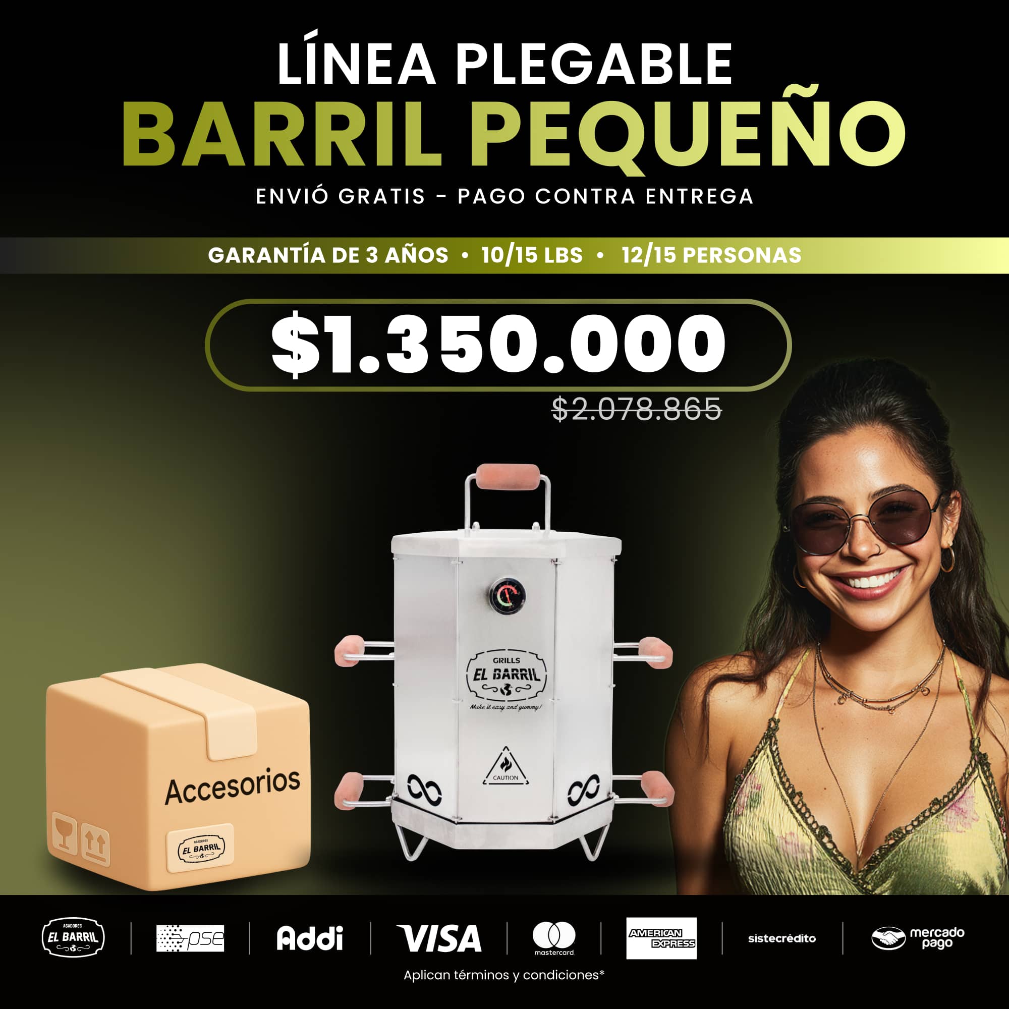 Barril asador plegable pequeño