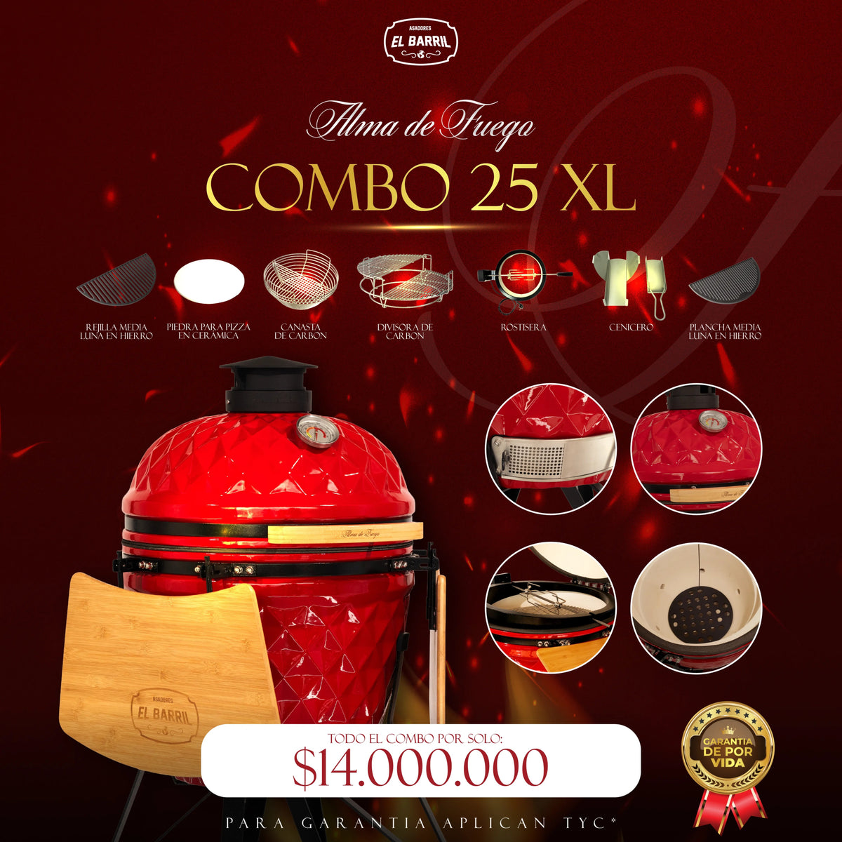 ALMA DE FUEGO l COMBOS PREMIUM l KAMADOS EXCLUSIVOS Y PROFESIONALES ❤️🔥 - Asadores El Barril