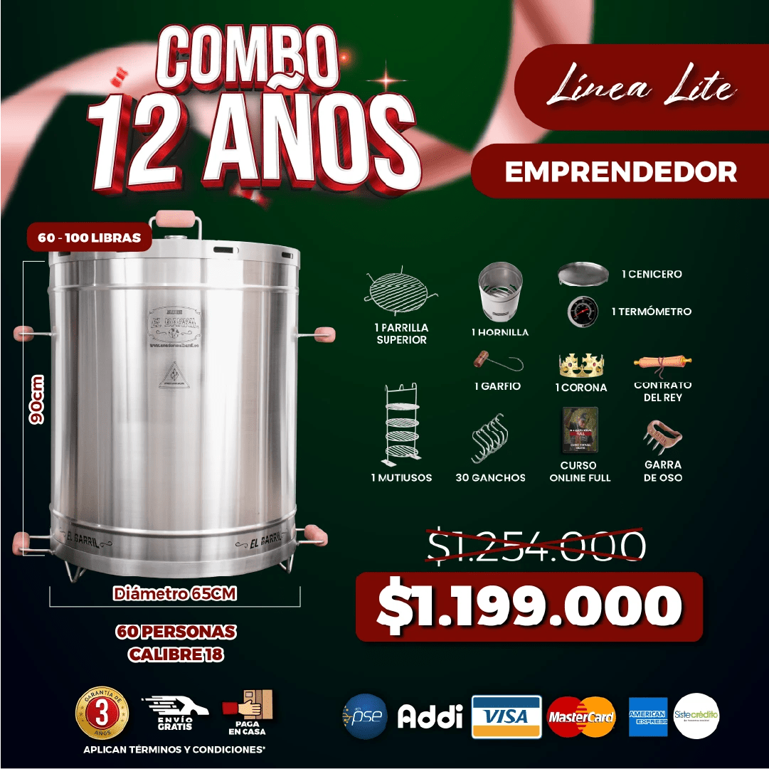 Asador Grande Combo 12 Años – Perfecto para emprendedores - Asadores El Barril