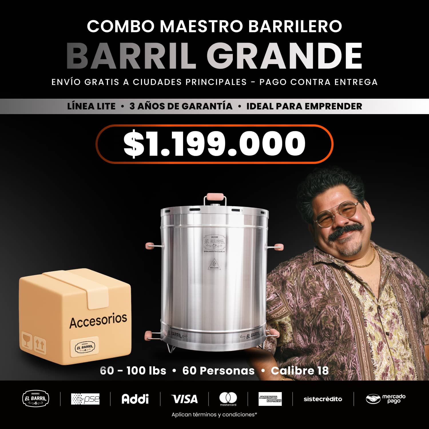 Asador Maestro Barrilero Combo – Perfecto para emprendedores - Asadores El Barril