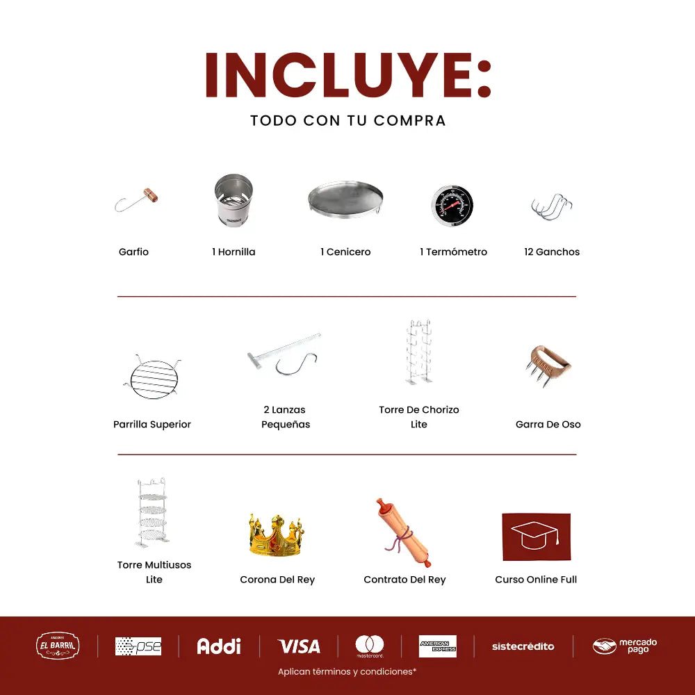 Asador pequeño Combo Maestro Barrilero – Perfecto para Parrilladas - Asadores El Barril