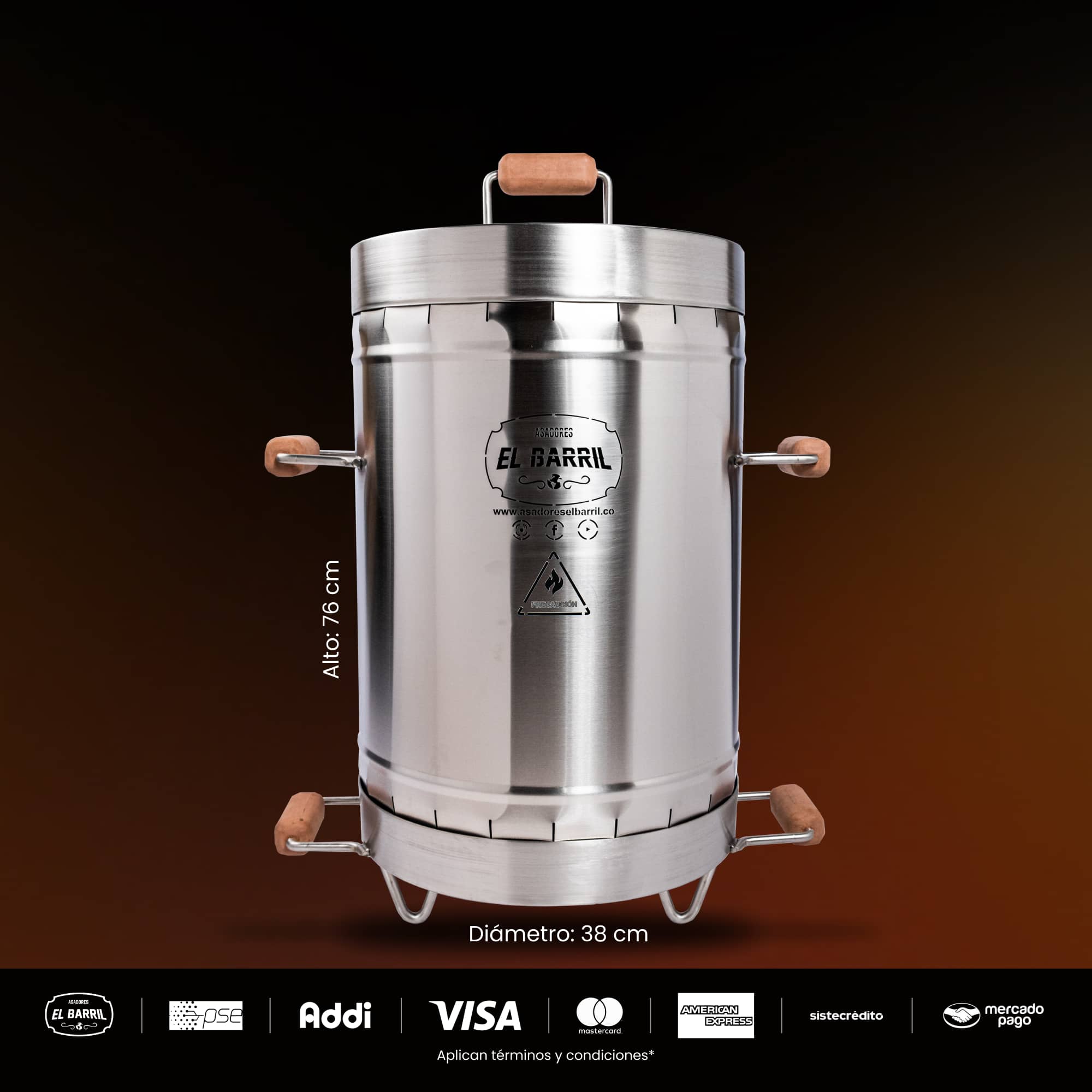 Barril asador pequeño en acero Premium - Asadores El Barril