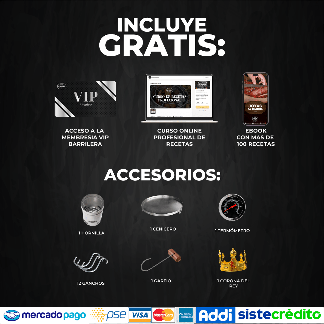 Barril Pequeño Lite 30lb + Accesorios + Envío Gratis - Asadores El Barril