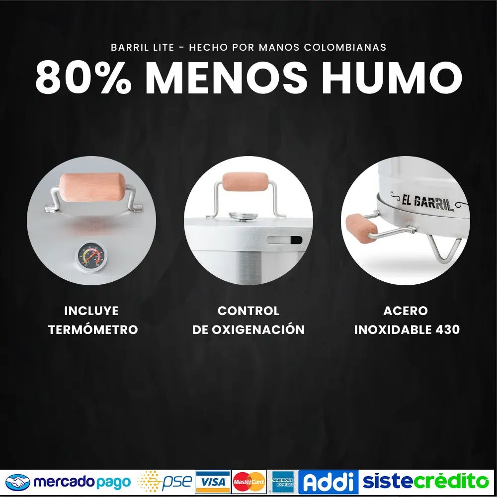 Barril Pequeño Lite 30lb + Accesorios + Envío Gratis - Asadores El Barril