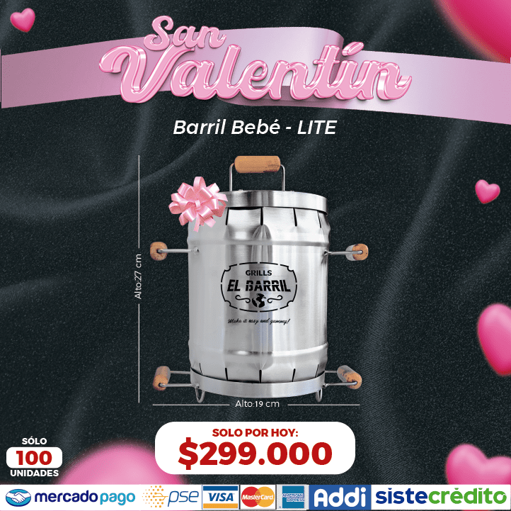 Barril San Valentin Edicion Limitada 5lb + Accesorios + Envío Gratis - Asadores El Barril