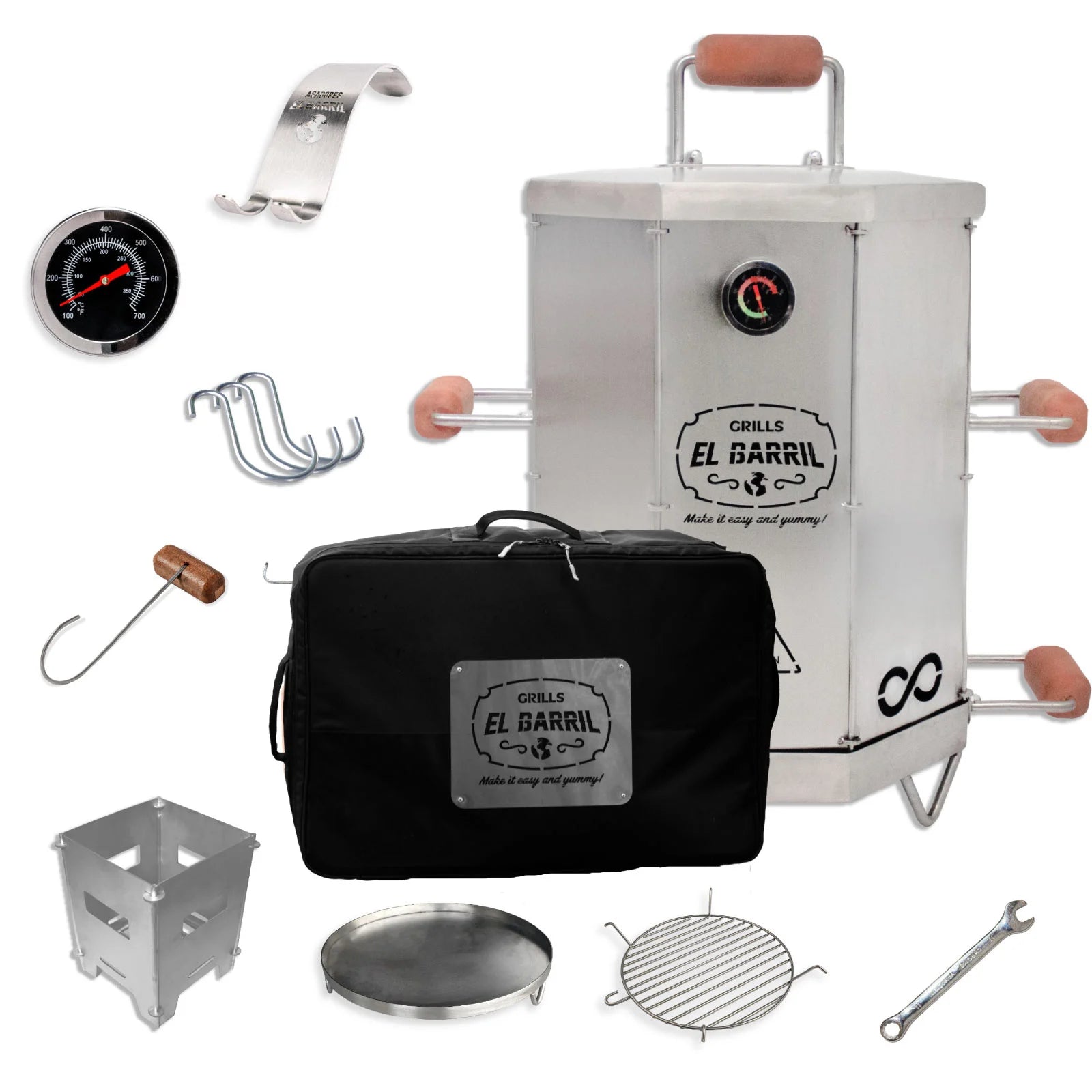 Combo Barril asador plegable pequeño en acero + Maletín GRATIS + Curso online de Asados GRATIS - Asadores El Barril