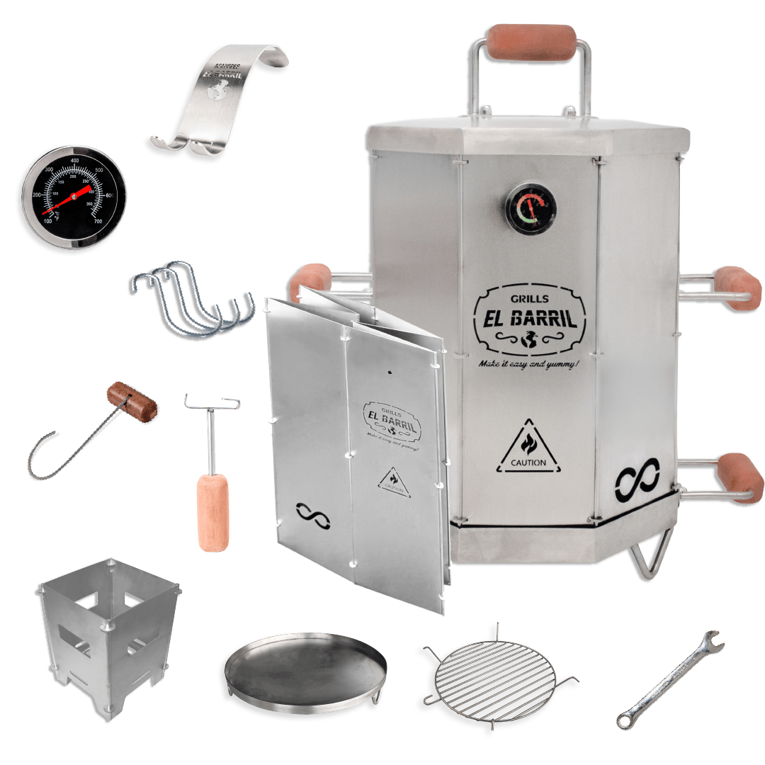 Combo Barril asador plegable pequeño en acero + Maletín GRATIS + Curso online de Asados GRATIS - Asadores El Barril