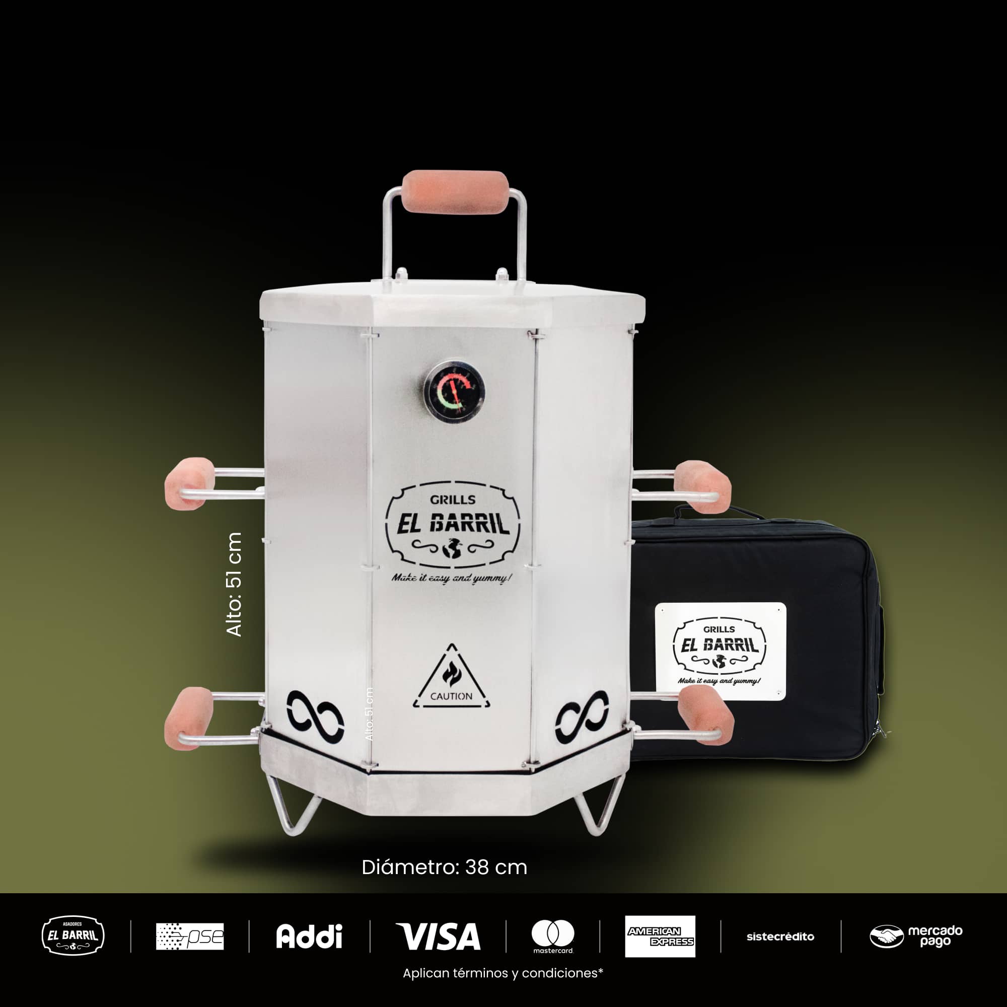 Combo Barril asador plegable pequeño en acero + Maletín GRATIS + Curso online de Asados GRATIS - Asadores El Barril