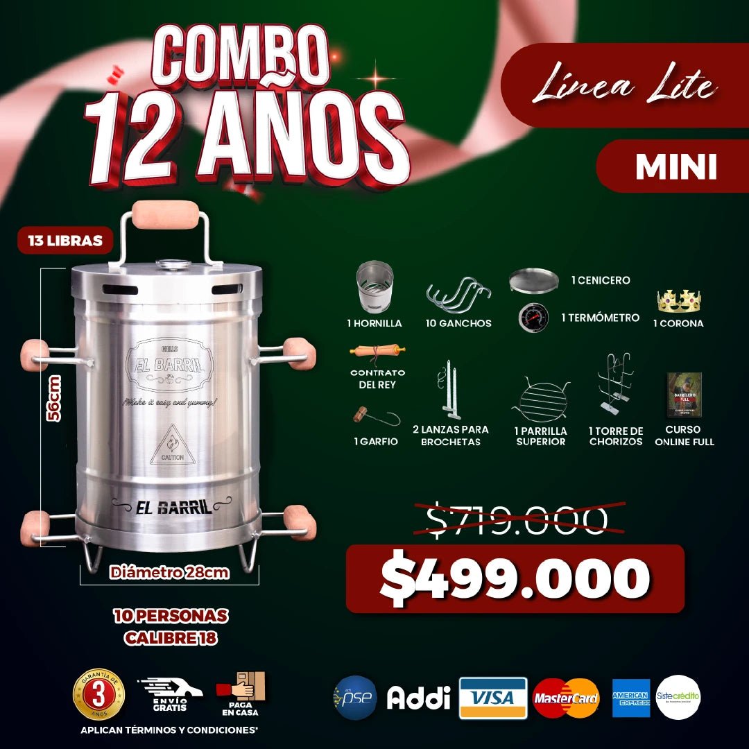 Combo Dia de la Mujer + Accesorios + Ebook Recetas + 3 Años de Garantía - Asadores El Barril