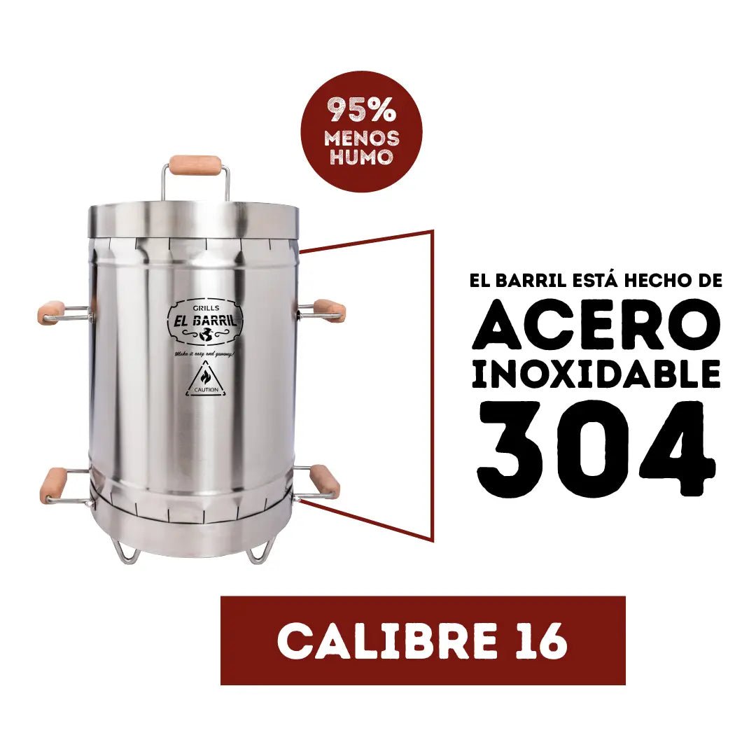 Combo Full Premium 30Lbs. + 10años de Garantía + 13 Accesorios + Curso Barrilero Online + Envío Gratis - Asadores El Barril