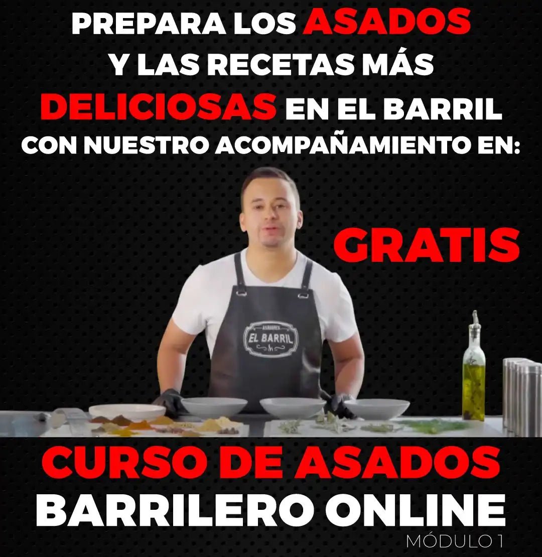 Combo Rey Barrilero 30lbs + Membresía VIP + Accesorios + Corona + Garantía de 3 Años - Asadores El Barril