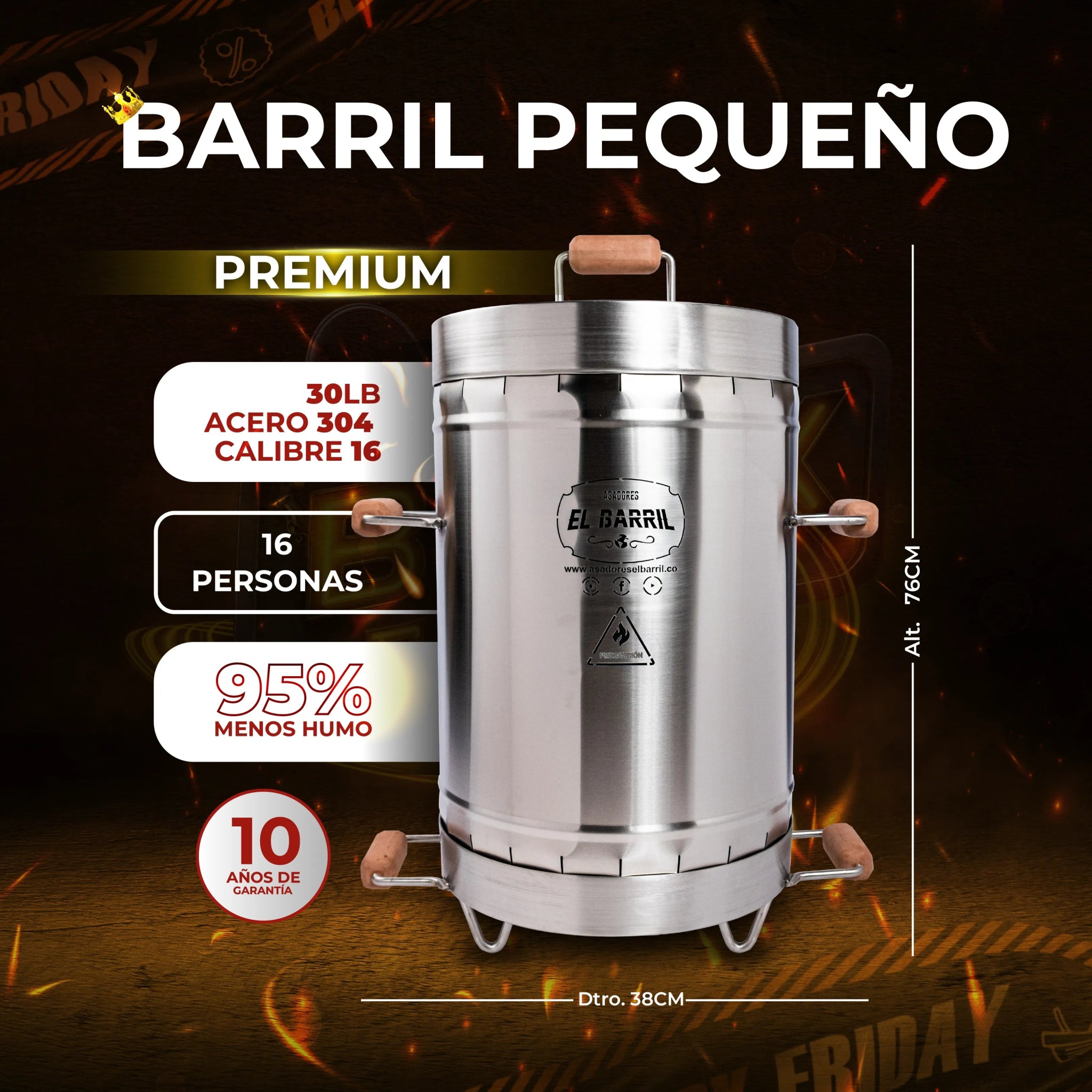 PP - SUPER Combo BLACK FRIDAY Barril PEQUEÑO PREMIUM + ACCESORIOS + CURSOS 🔥 - Asadores El Barril