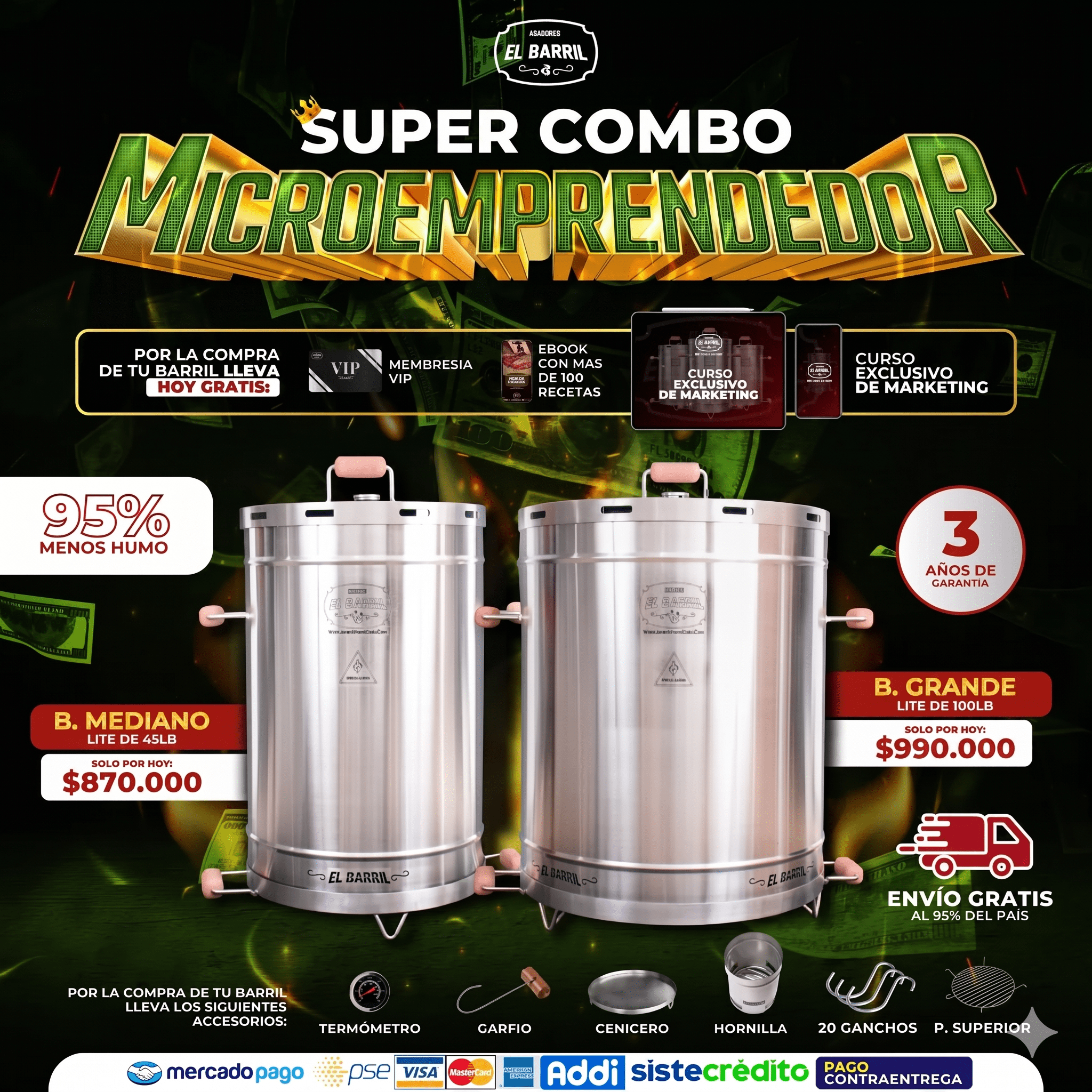 SUPER COMBO MICROEMPRENDEDOR + ACCESORIOS Y CURSO GRATIS🔥 - Asadores El Barril