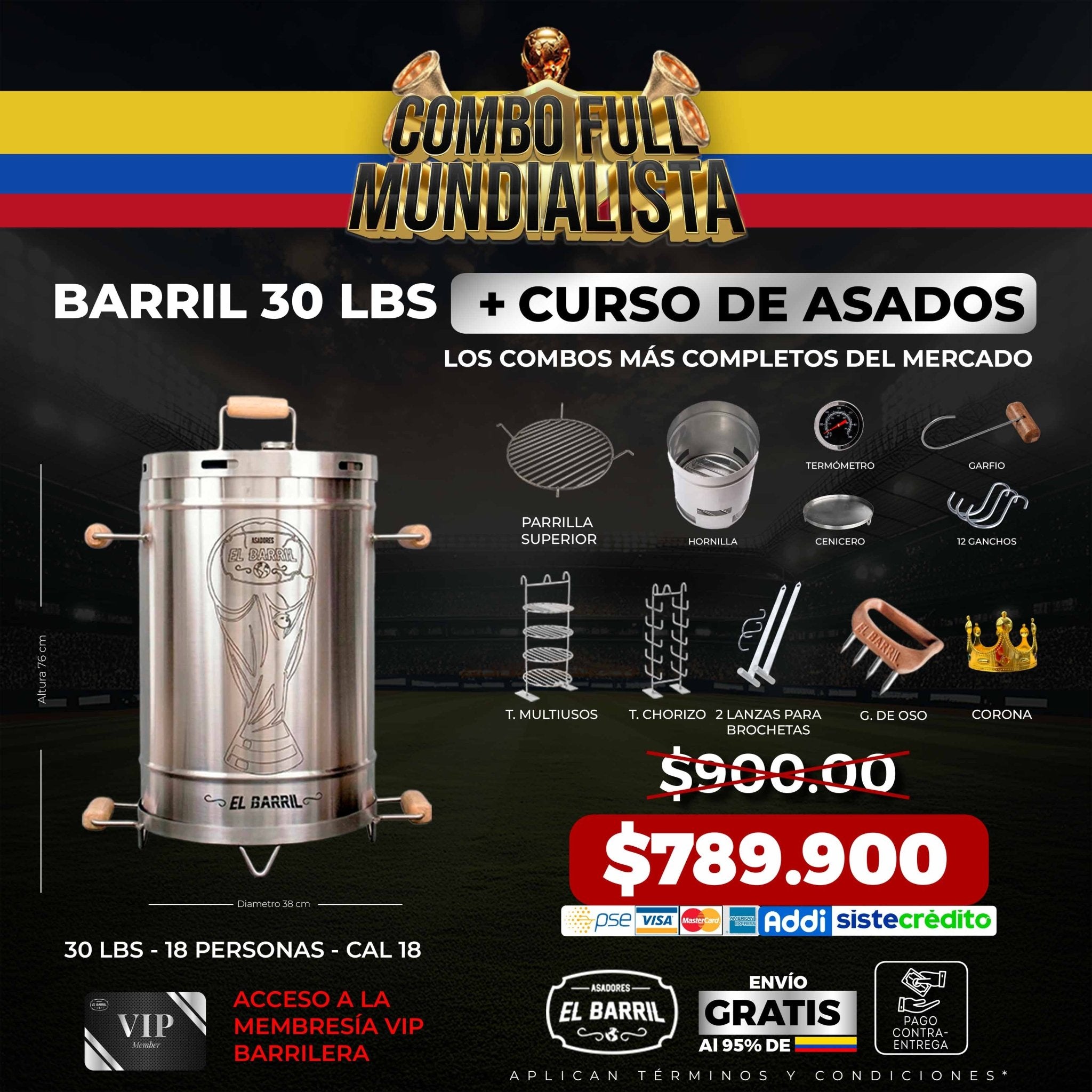 SUPER COMBO MUNDIALERO+ ACCESORIOS + MEMBRESIA VIP + EBOOK + CURSO ONLINE - Asadores El Barril