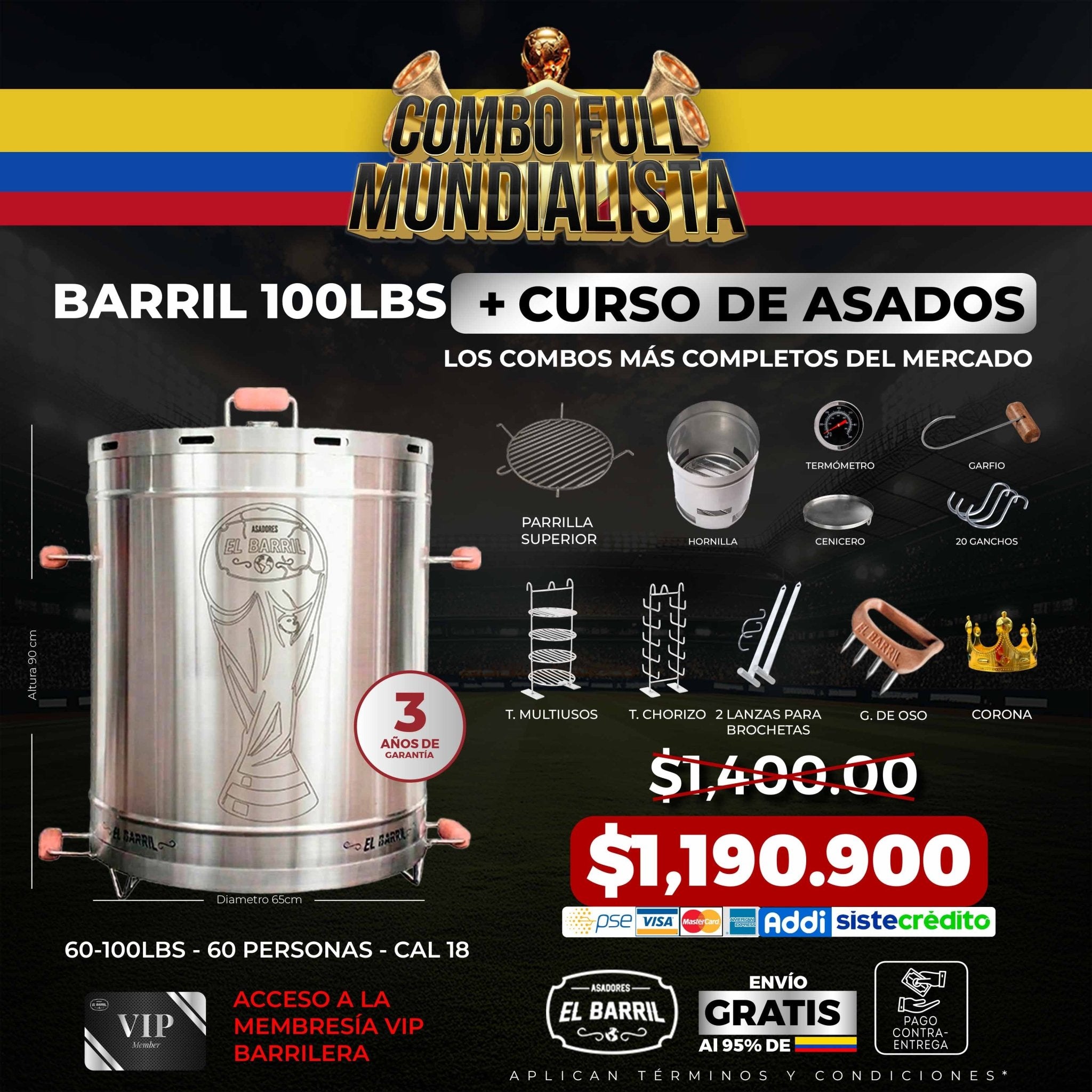 SUPER COMBO MUNDIALERO+ ACCESORIOS + MEMBRESIA VIP + EBOOK + CURSO ONLINE - Asadores El Barril