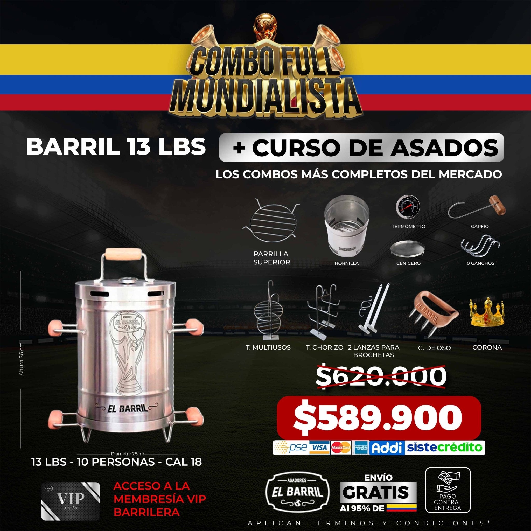 SUPER COMBO MUNDIALERO+ ACCESORIOS + MEMBRESIA VIP + EBOOK + CURSO ONLINE - Asadores El Barril