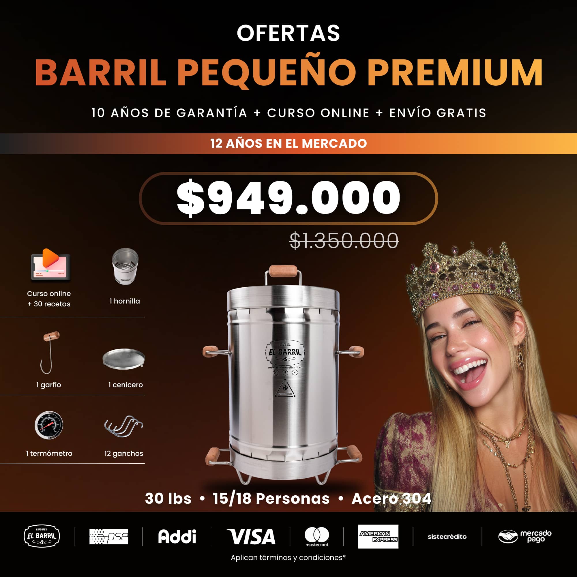 SUPER OFERTAS PREMIUM + CURSO ONLINE GRATIS - Asadores El Barril