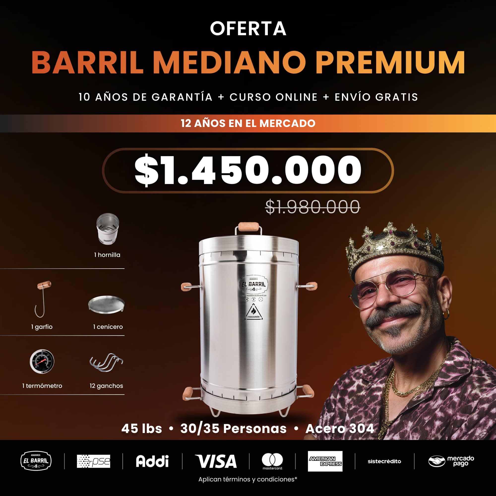 SUPER OFERTAS PREMIUM + CURSO ONLINE GRATIS - Asadores El Barril