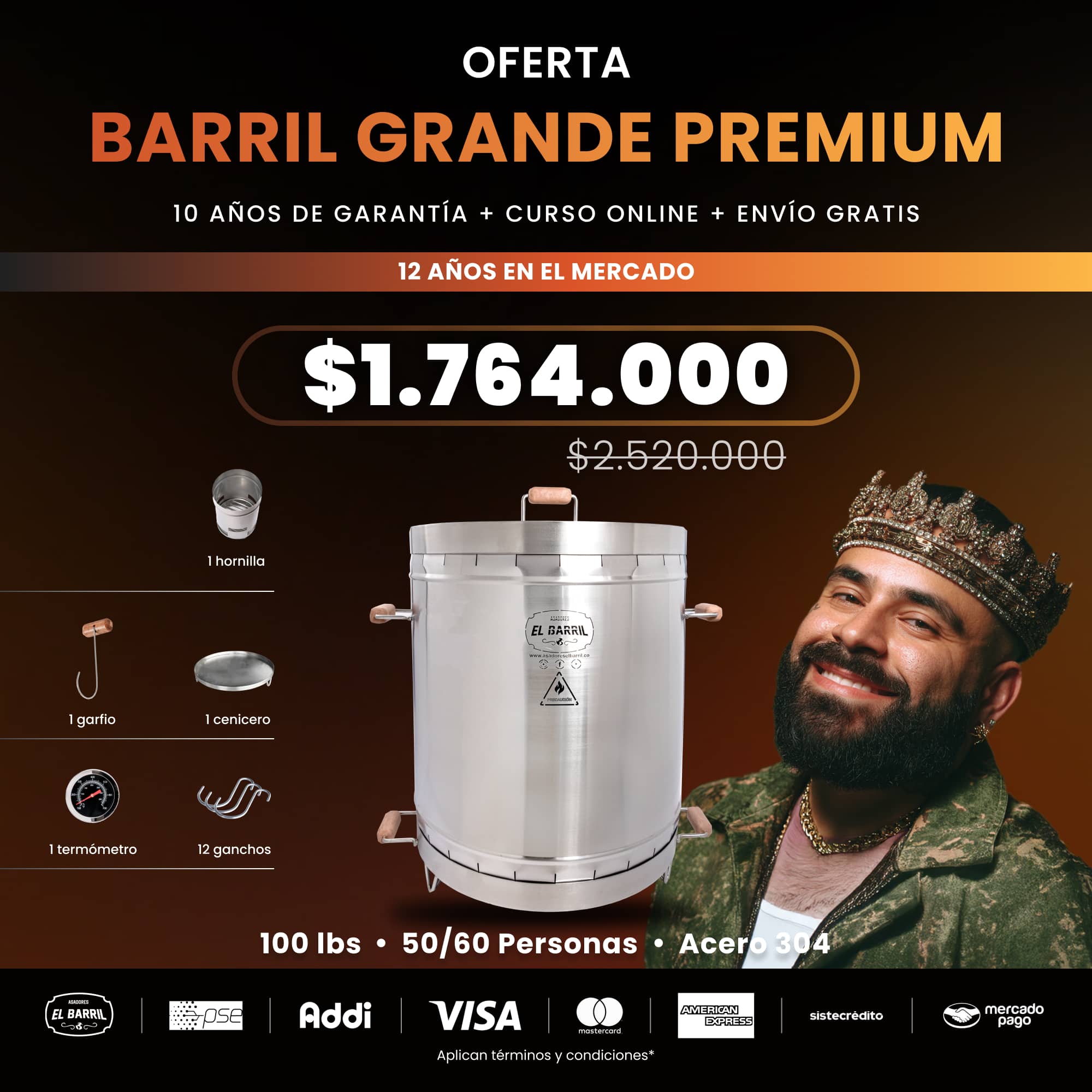 SUPER OFERTAS PREMIUM + CURSO ONLINE GRATIS - Asadores El Barril