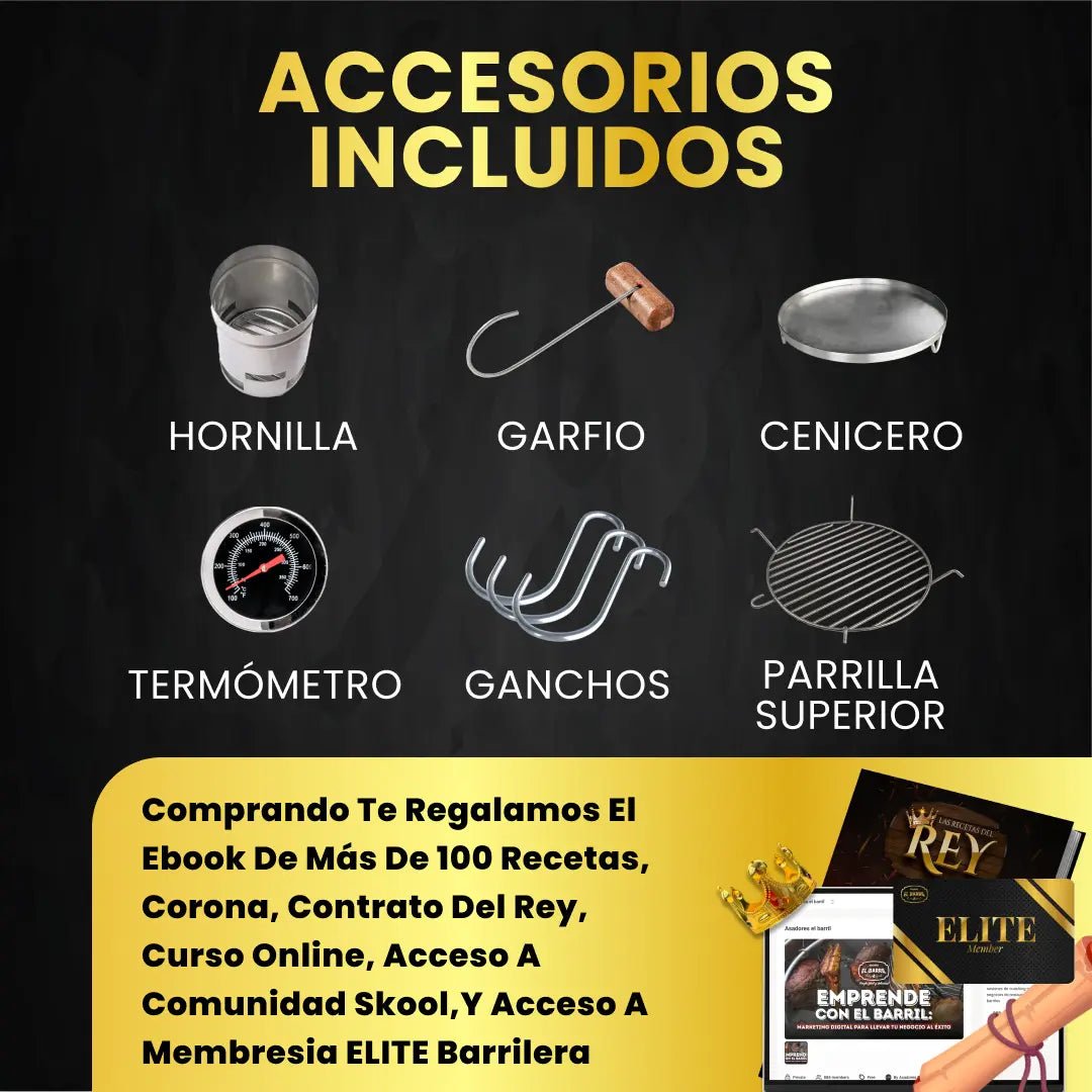 SUPER OFERTAS PREMIUM + CURSO ONLINE GRATIS + EBOOK CON MAS DE 100 RECETAS + ACCESO A MEMBRESIA ELITE BARRILERA - Asadores El Barril