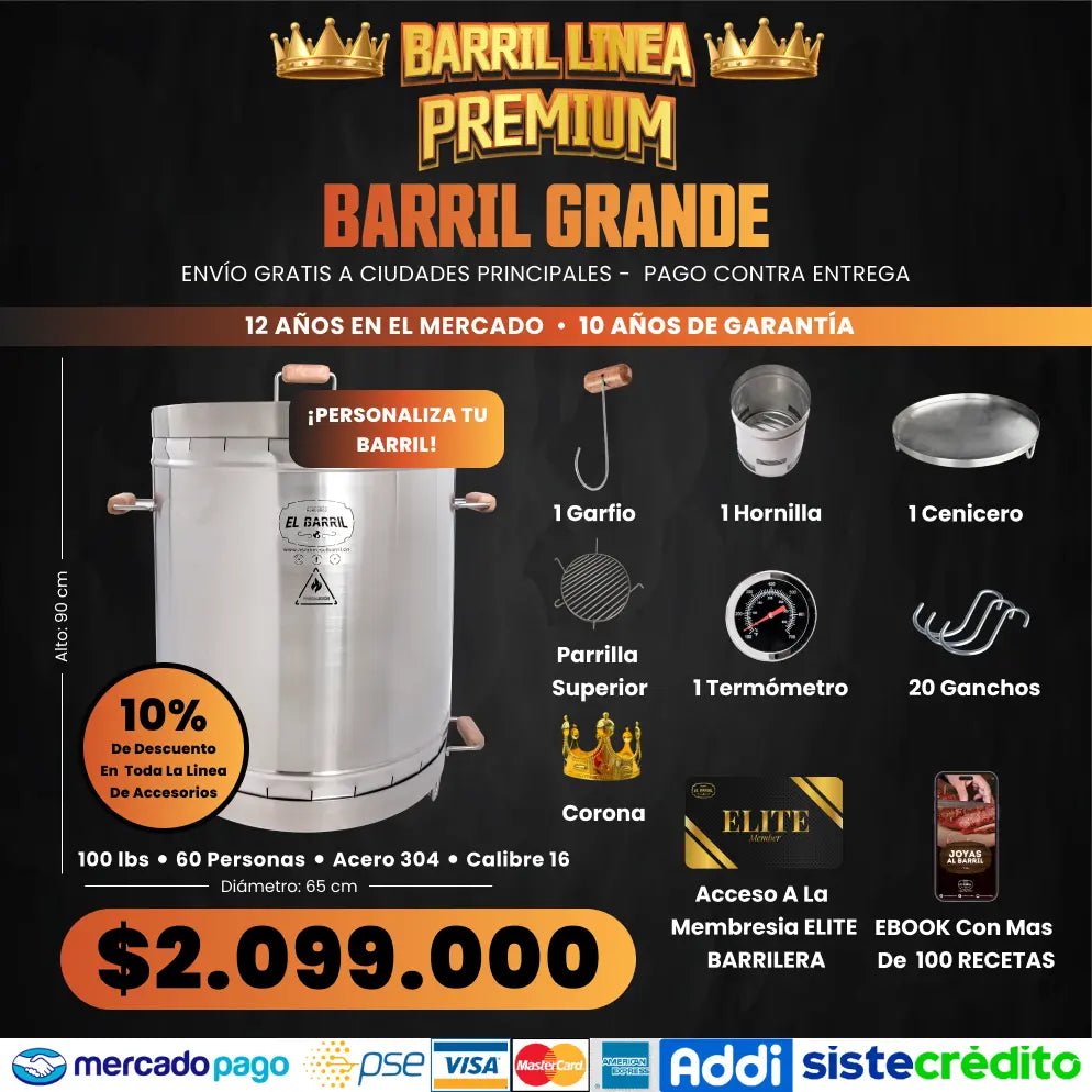 SUPER OFERTAS PREMIUM + CURSO ONLINE GRATIS + EBOOK CON MAS DE 100 RECETAS + ACCESO A MEMBRESIA ELITE BARRILERA - Asadores El Barril