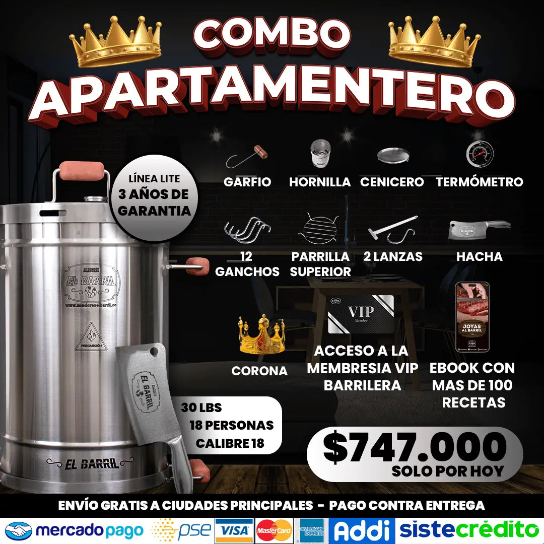 Super Combo Apartamentero 18 Personas + Membresía VIP + Accesorios + Corona + Garantía de 3 Años