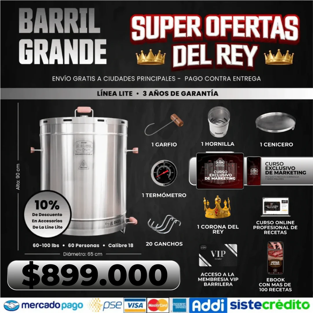 Barril Grande Lite 100lb + Accesorios + Envío Gratis