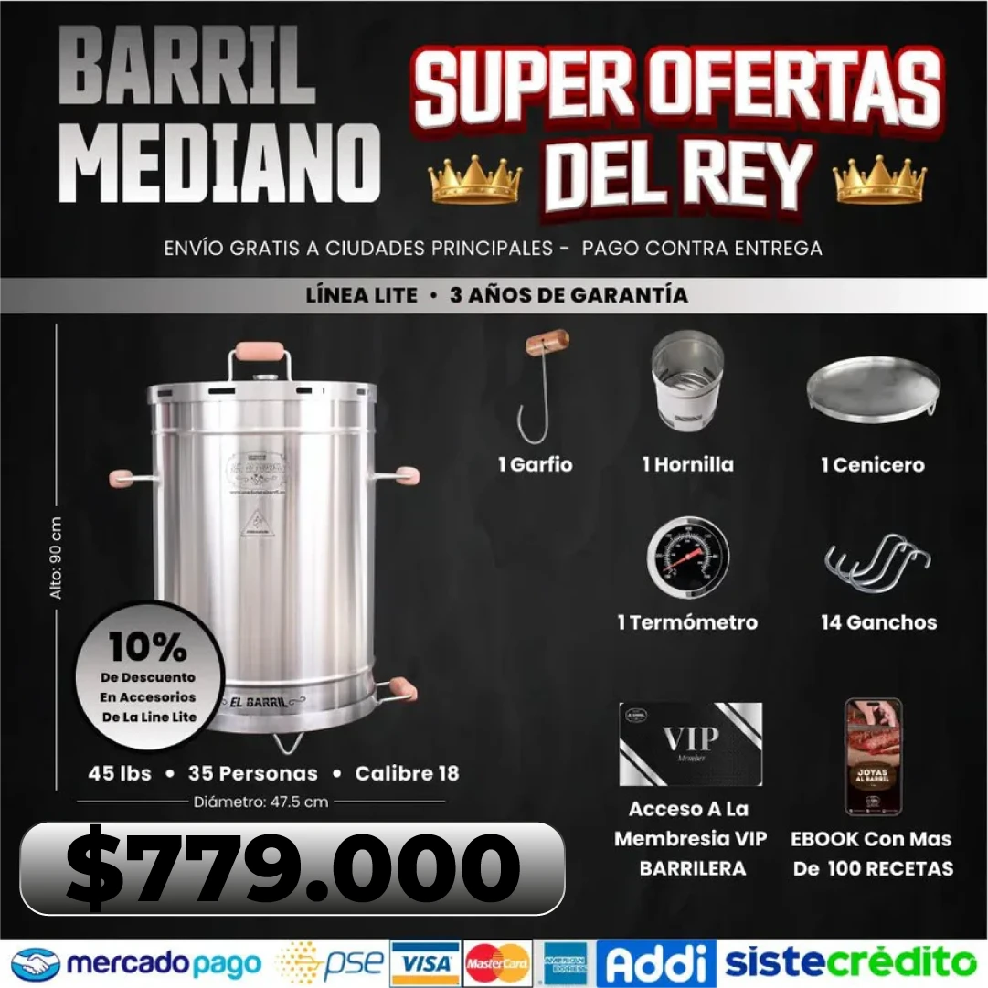 Barril Mediano Lite 45lb + Accesorios + Envío Gratis