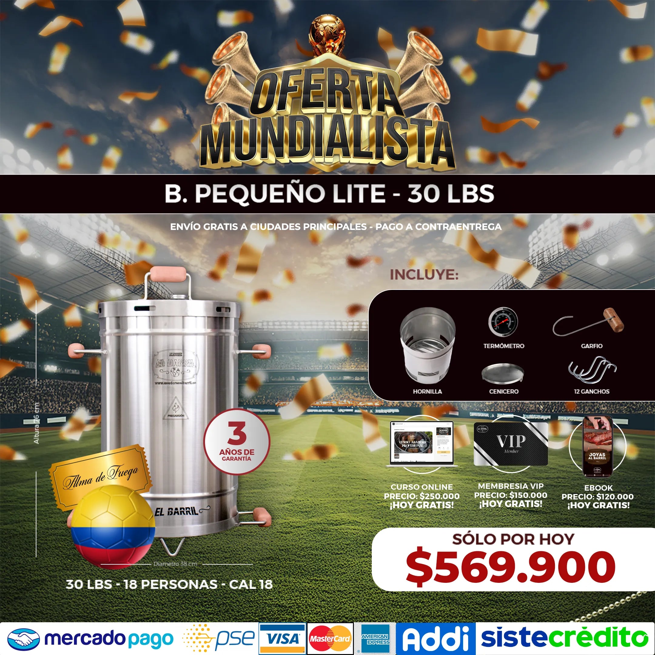 SUPER OFERTA MUNDIALISTA - Para que tu compañía en este mundial, sea un buen asado al barril ⚽🔥