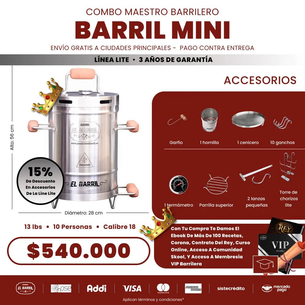 Asador mini Maestro Barrilero – Perfecto para Parrilladas - Asadores El Barril