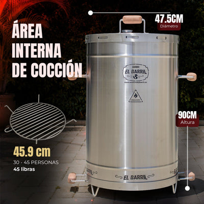 Barril Grande Linea Lite - 45 LB - Asadores El Barril