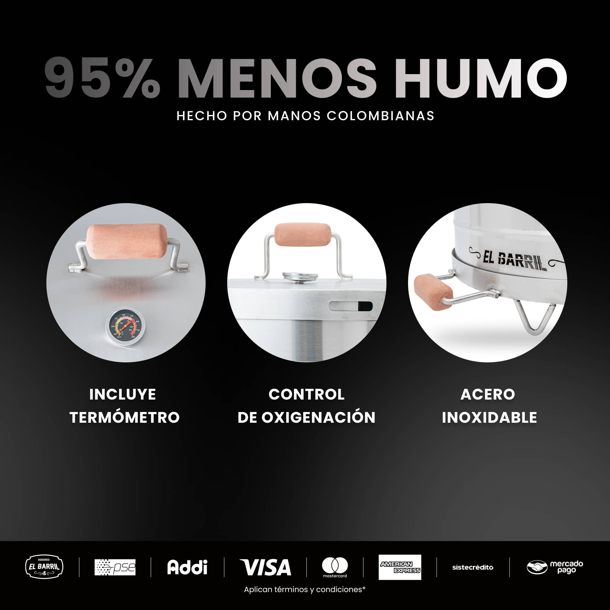 Barril Grande Lite 100lb + Accesorios + Envío Gratis - Asadores El Barril
