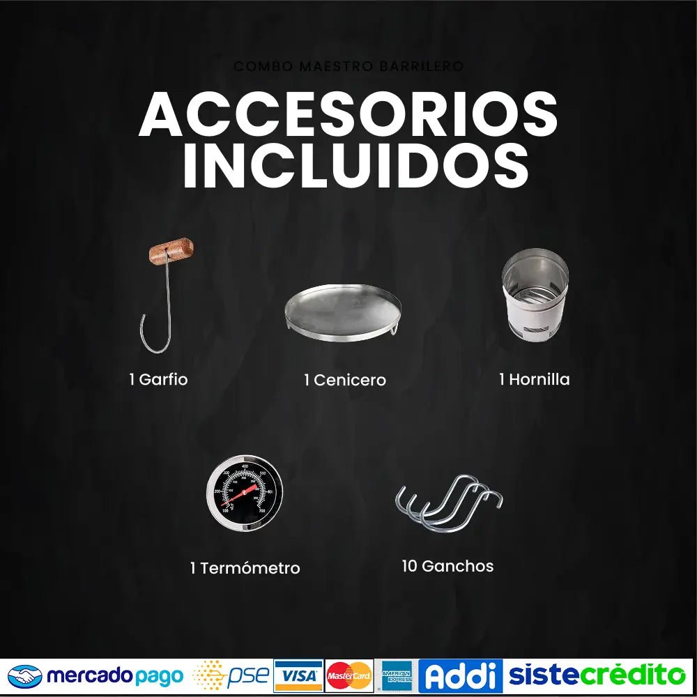 Barril Mini Lite 13lb + Accesorios + Envío Gratis - Asadores El Barril