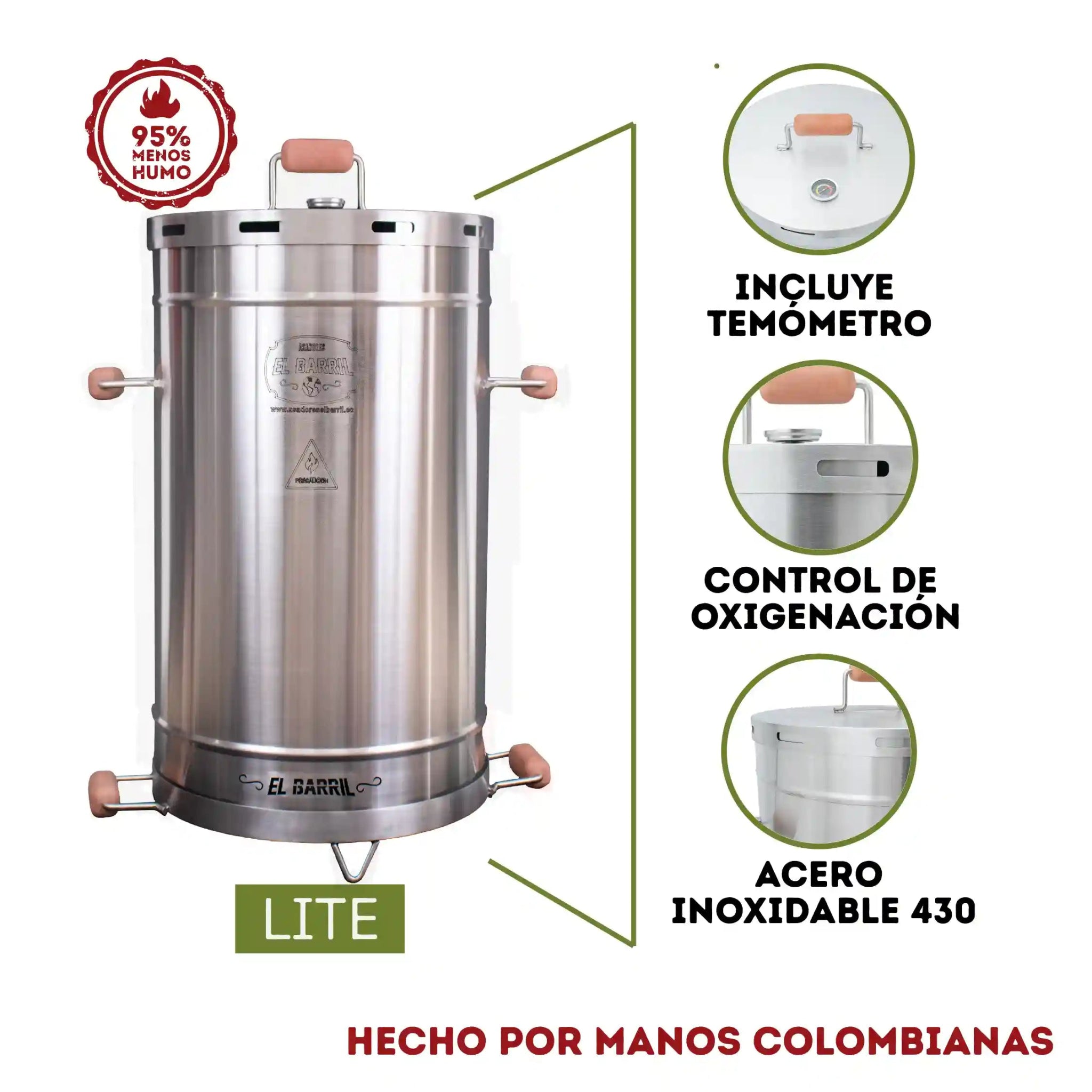 Barril Pequeño Lite 30lb + Accesorios + Envío Gratis - Asadores El Barril