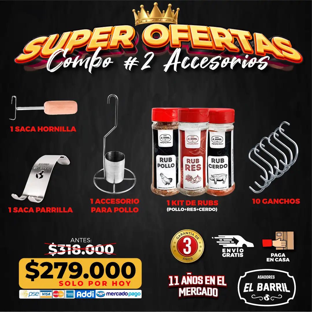 Combo Accesorios SUPER OFERTAS - Asadores El Barril