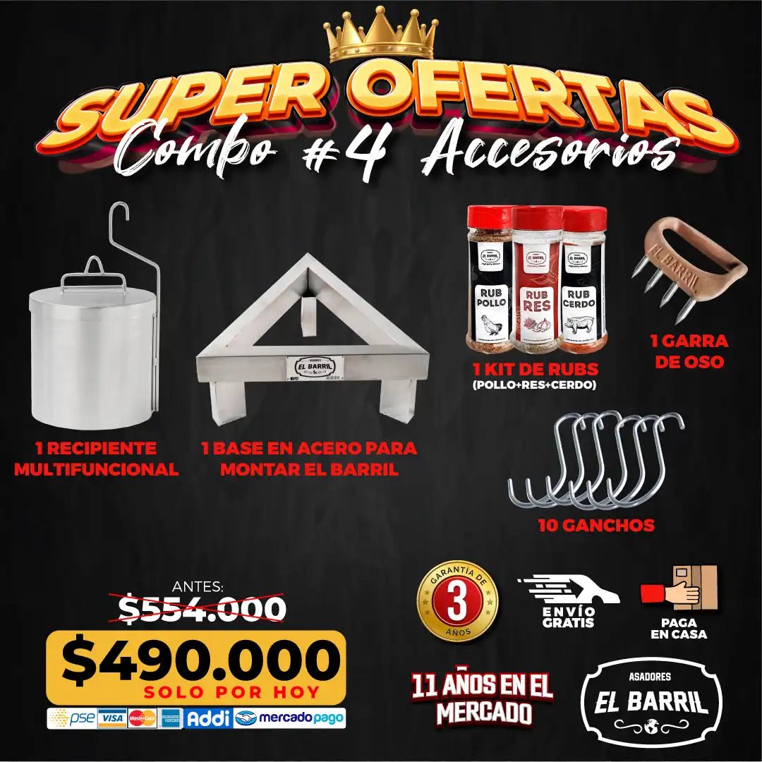 Combo Accesorios SUPER OFERTAS - Asadores El Barril