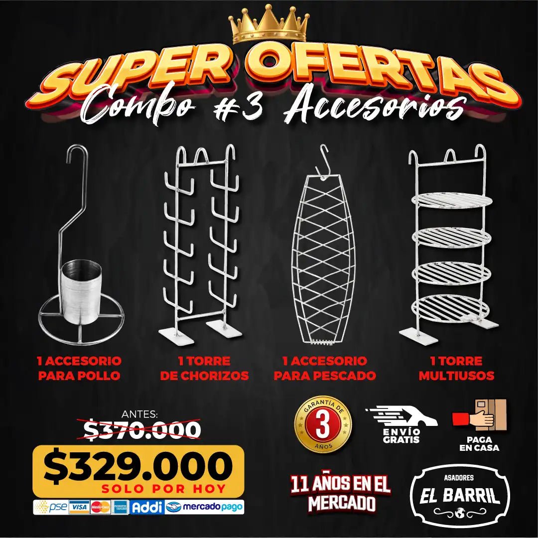 Combo Accesorios SUPER OFERTAS - Asadores El Barril