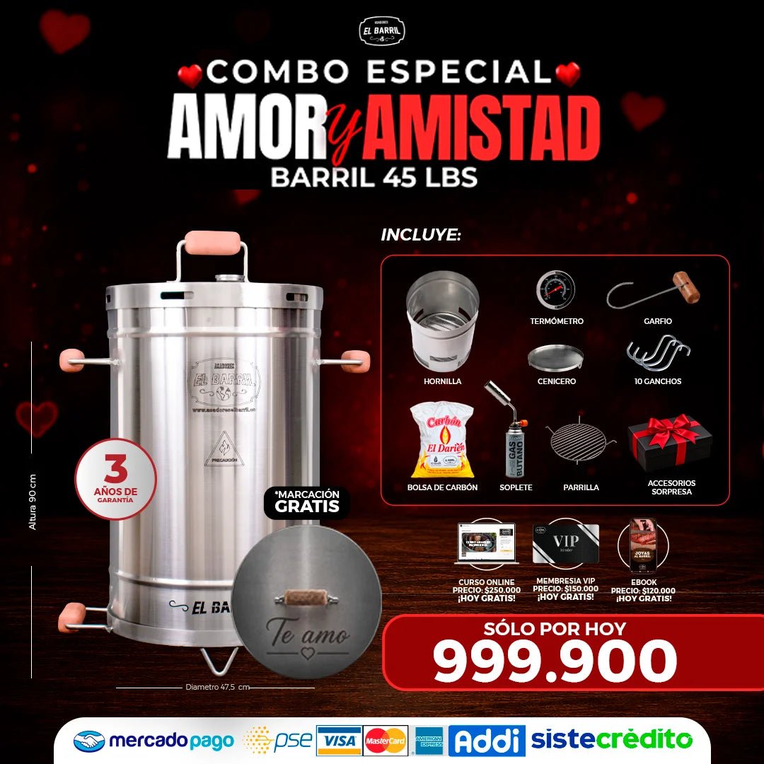 ❤️Combo Amor y Amistad Grande 45LB - Asadores El Barril