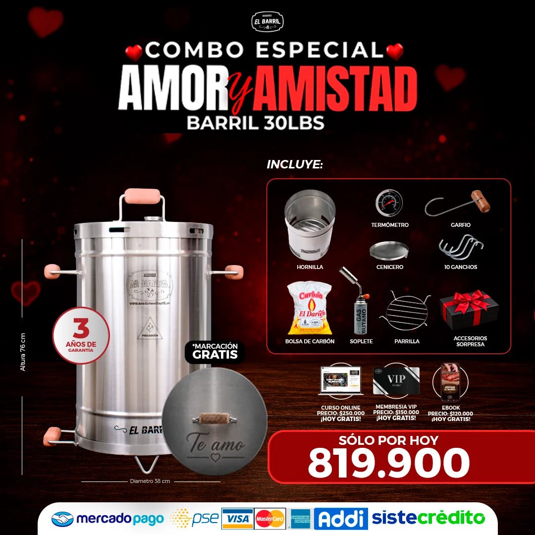 ❤️Combo Amor y Amistad Mediano 30LB - Asadores El Barril