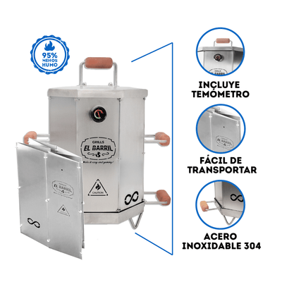 Combo Barril asador plegable pequeño en acero + Maletín GRATIS + Curso online de Asados GRATIS - Asadores El Barril