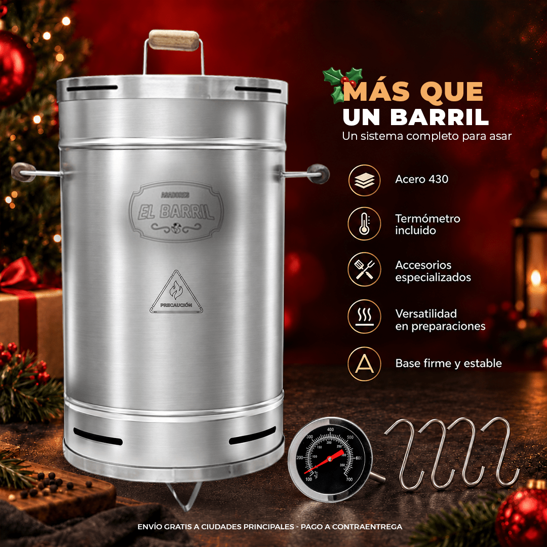 Combo Full Navideño Edición Especial · Barril 28 lb + Set completo - Asadores El Barril