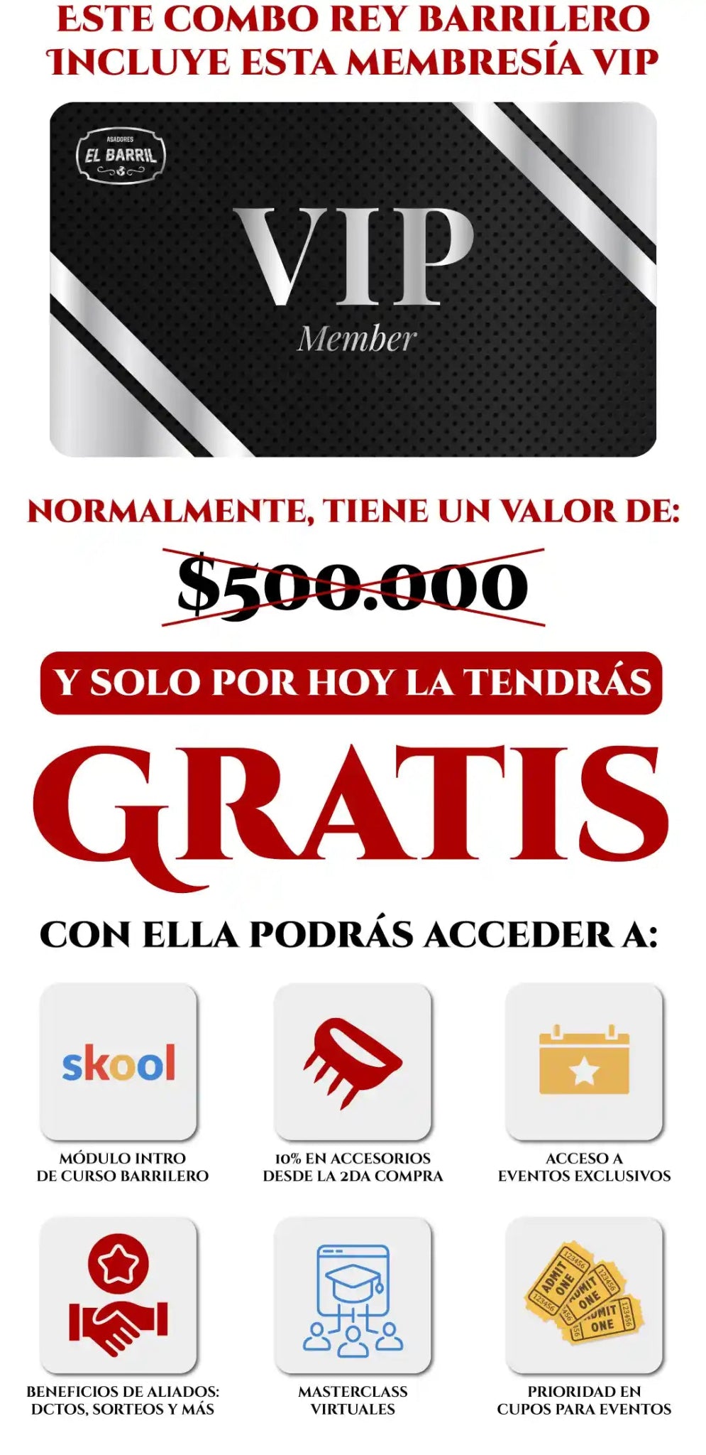 Combo Rey Barrilero 30lbs - Asadores El Barril