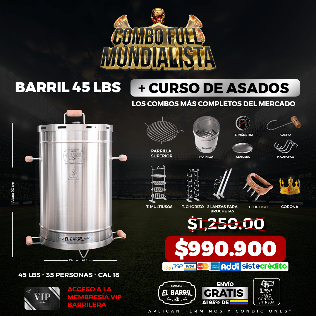 SUPER COMBO MUNDIALERO+ ACCESORIOS + MEMBRESIA VIP + EBOOK + CURSO ONLINE - Asadores El Barril
