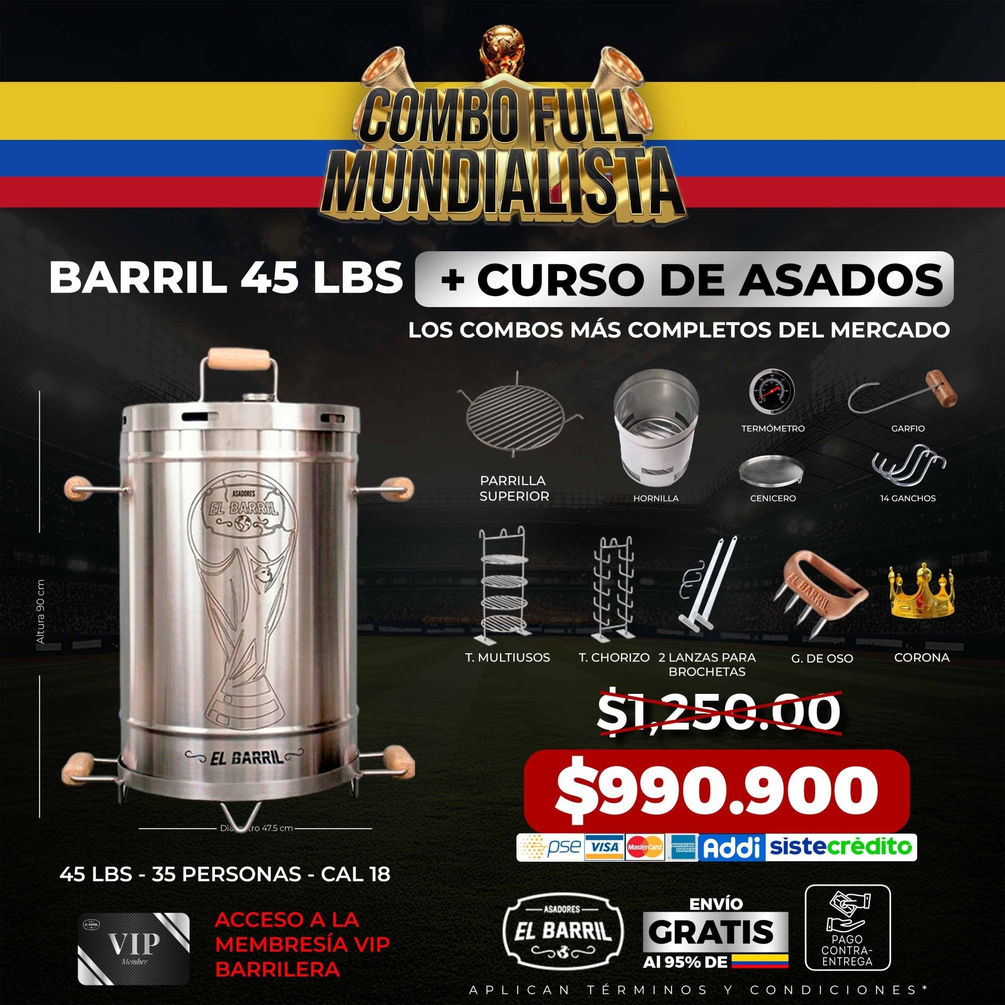 SUPER COMBO MUNDIALERO+ ACCESORIOS + MEMBRESIA VIP + EBOOK + CURSO ONLINE - Asadores El Barril