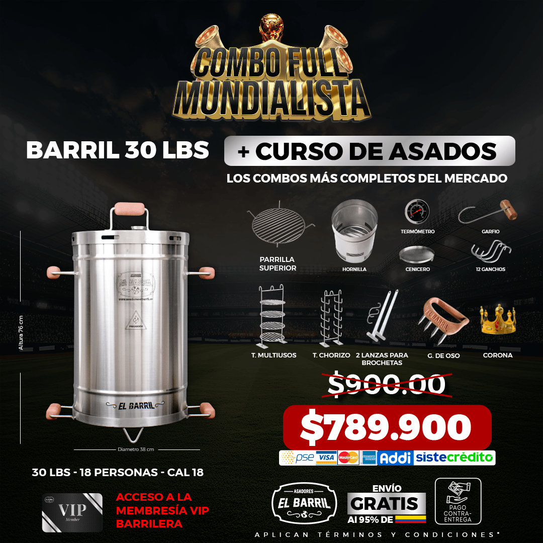 SUPER COMBO MUNDIALERO+ ACCESORIOS + MEMBRESIA VIP + EBOOK + CURSO ONLINE - Asadores El Barril